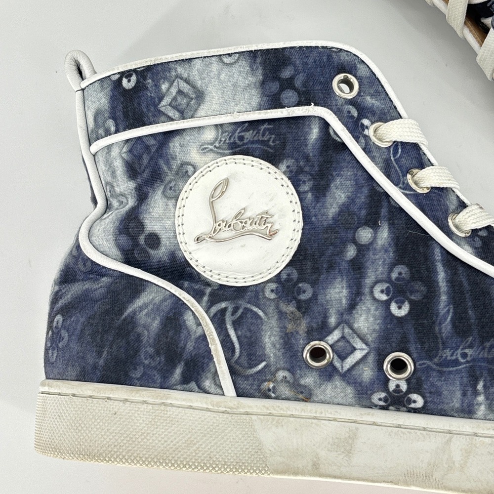 Christian Louboutin Louis Orlato High Top Sneakers Jeans Punk Tie Dye Size 40.5 - Picture 9 of 16